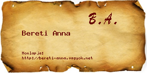Bereti Anna névjegykártya